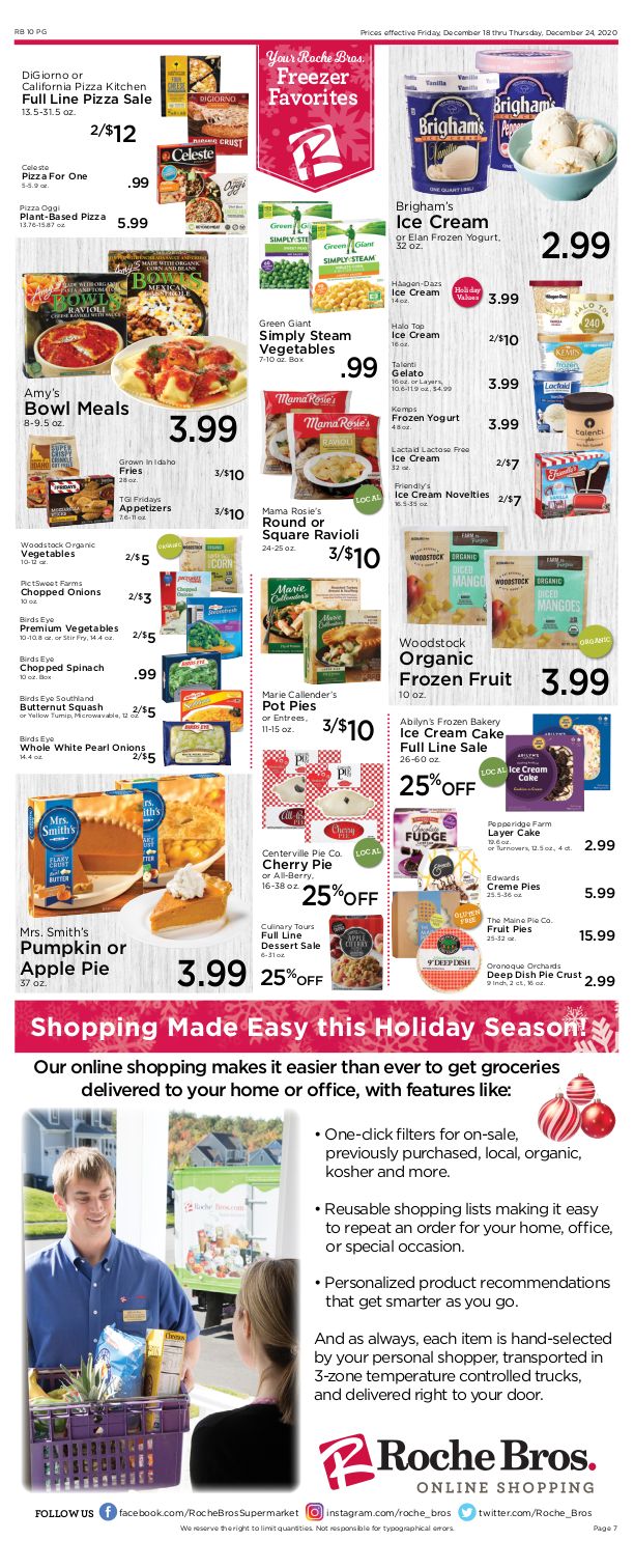 Roche Bros Supermarkets Holiday Weekly Ad Flyer December 18 to December 24, 2020