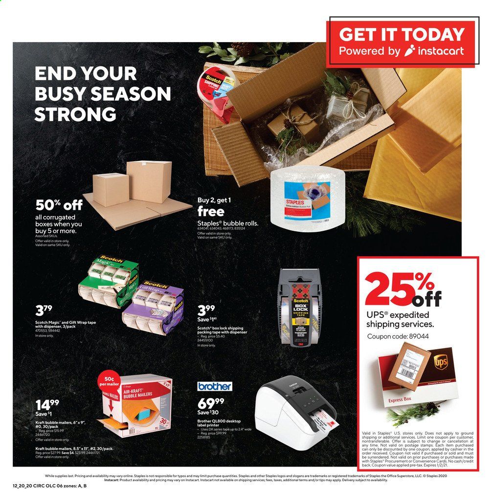 Staples Weekly Ad Flyer December 20 to December 26