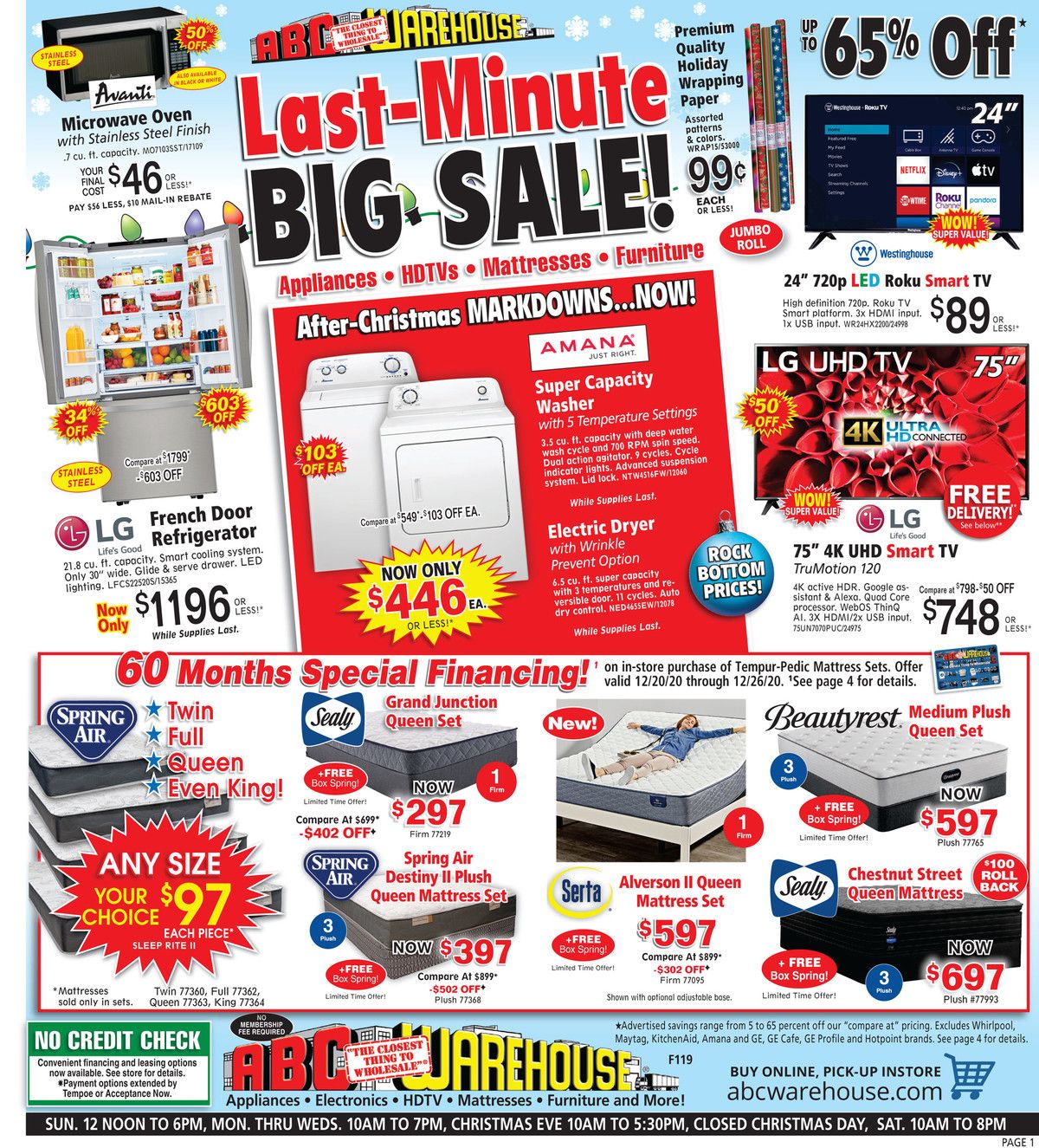 ABC Warehouse Weekly Ad Flyer December 20 to December 26, 2020