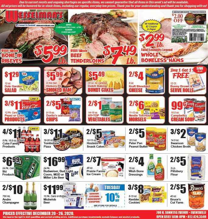 Wesselman's Holiday Weekly Ad Flyer December 20 to December 26, 2020