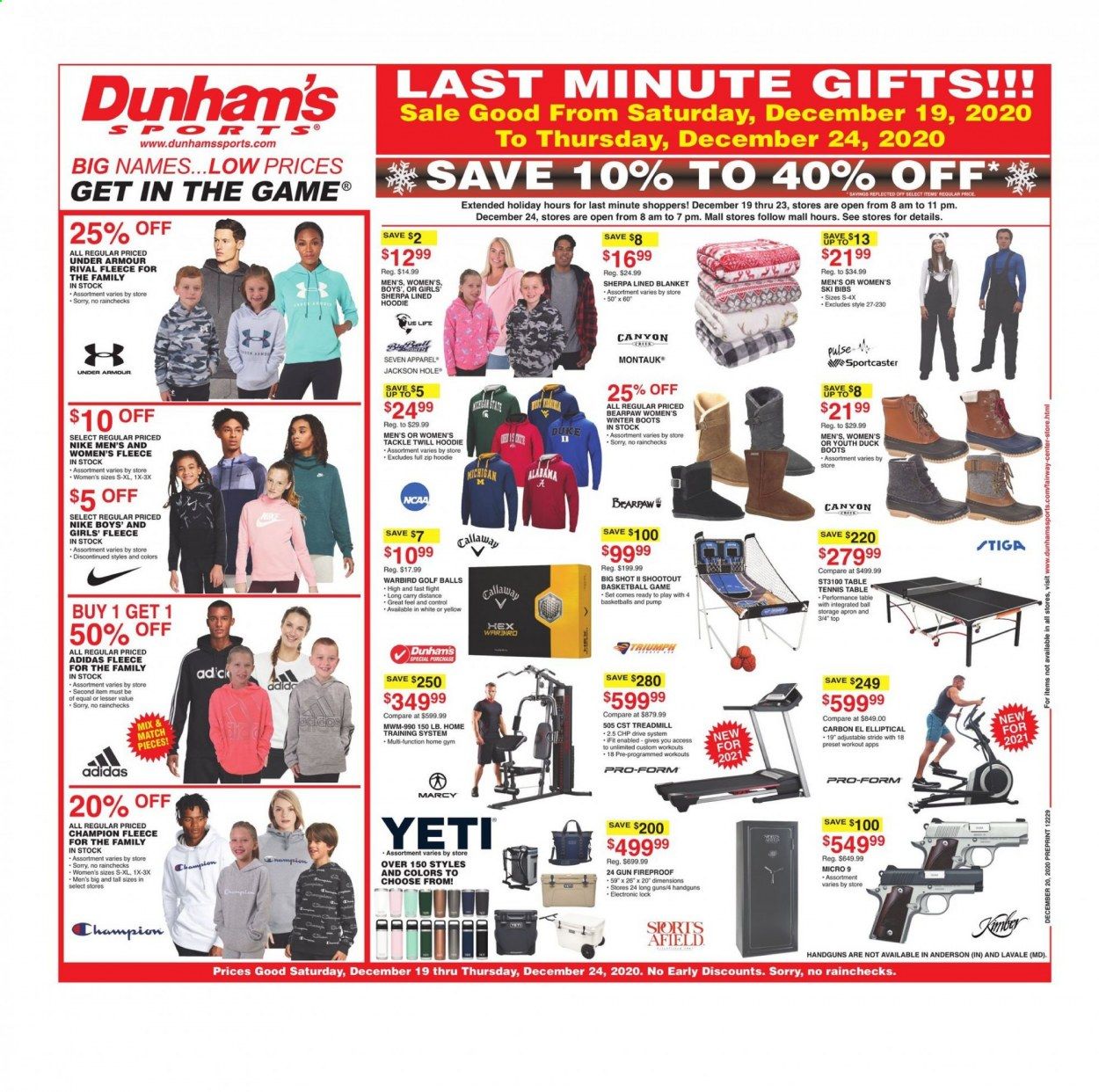 Dunham's Sports (MI, PA, WI) Weekly Ad Flyer December 19 to December 24