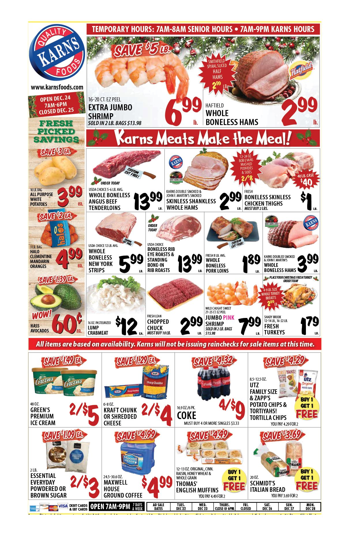 Karns Quality Foods Holiday Weekly Ad Flyer December 22 to December 28, 2020