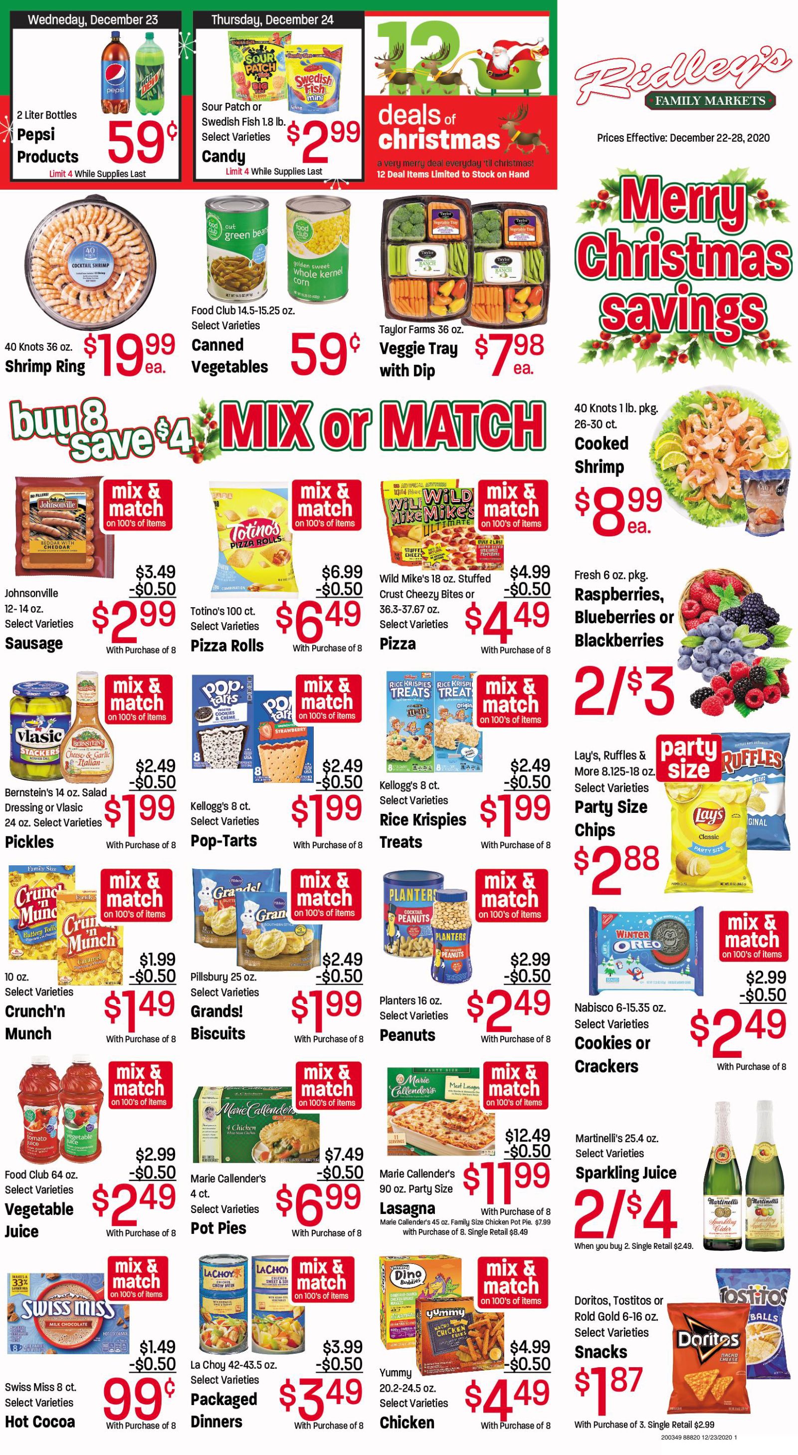 Ridley's Holiday Weekly Ad Flyer December 22 to December 28, 2020