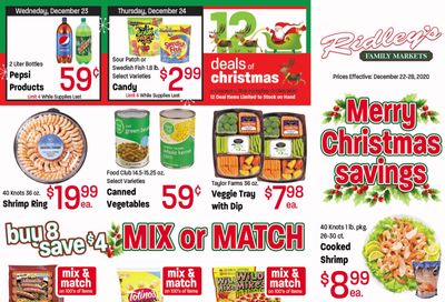 Ridley's Holiday Weekly Ad Flyer December 22 to December 28, 2020