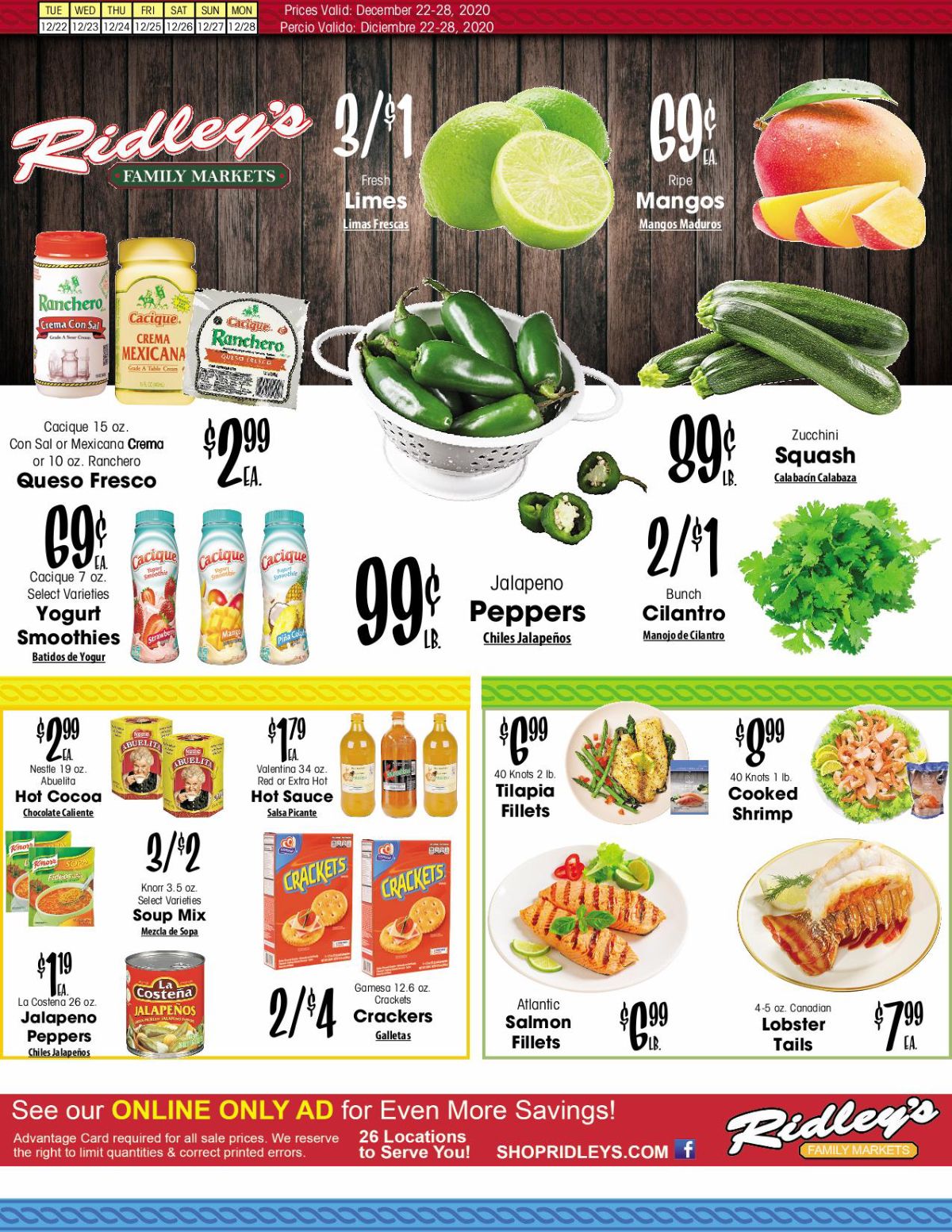 Ridley's Holiday Weekly Ad Flyer December 22 to December 28, 2020