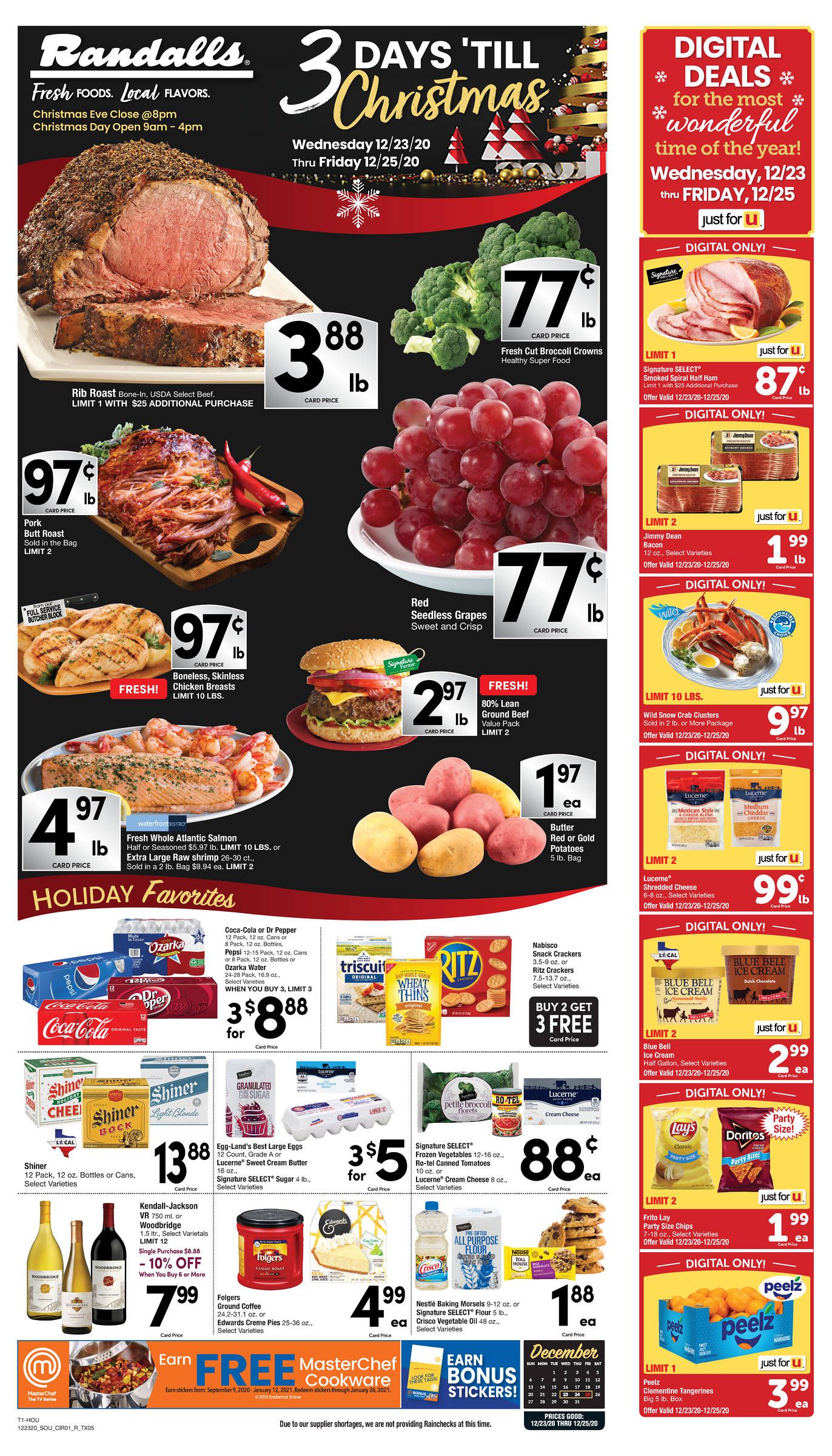 Randalls 3 Days 'Till Christmas Sale Ad Flyer December 23 to December 25, 2020