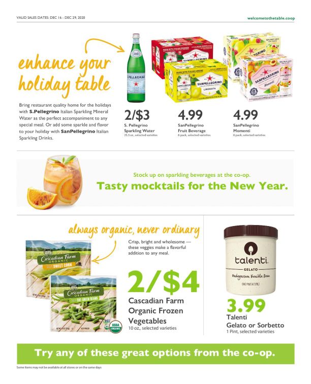 Wheatsville Food Coop Holiday Weekly Ad Flyer December 16 to December 29, 2020