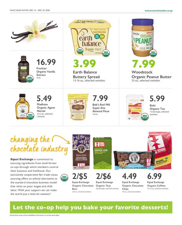 Wheatsville Food Coop Holiday Weekly Ad Flyer December 16 to December 29, 2020