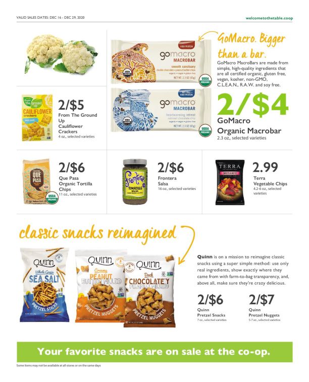 Wheatsville Food Coop Holiday Weekly Ad Flyer December 16 to December 29, 2020