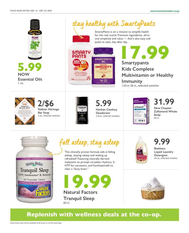 Wheatsville Food Coop Holiday Weekly Ad Flyer December 16 to December 29, 2020