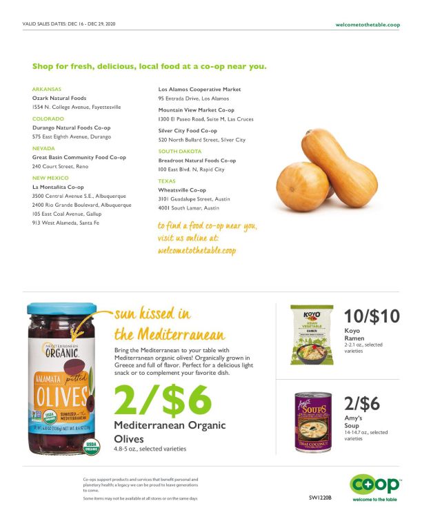 Wheatsville Food Coop Holiday Weekly Ad Flyer December 16 to December 29, 2020