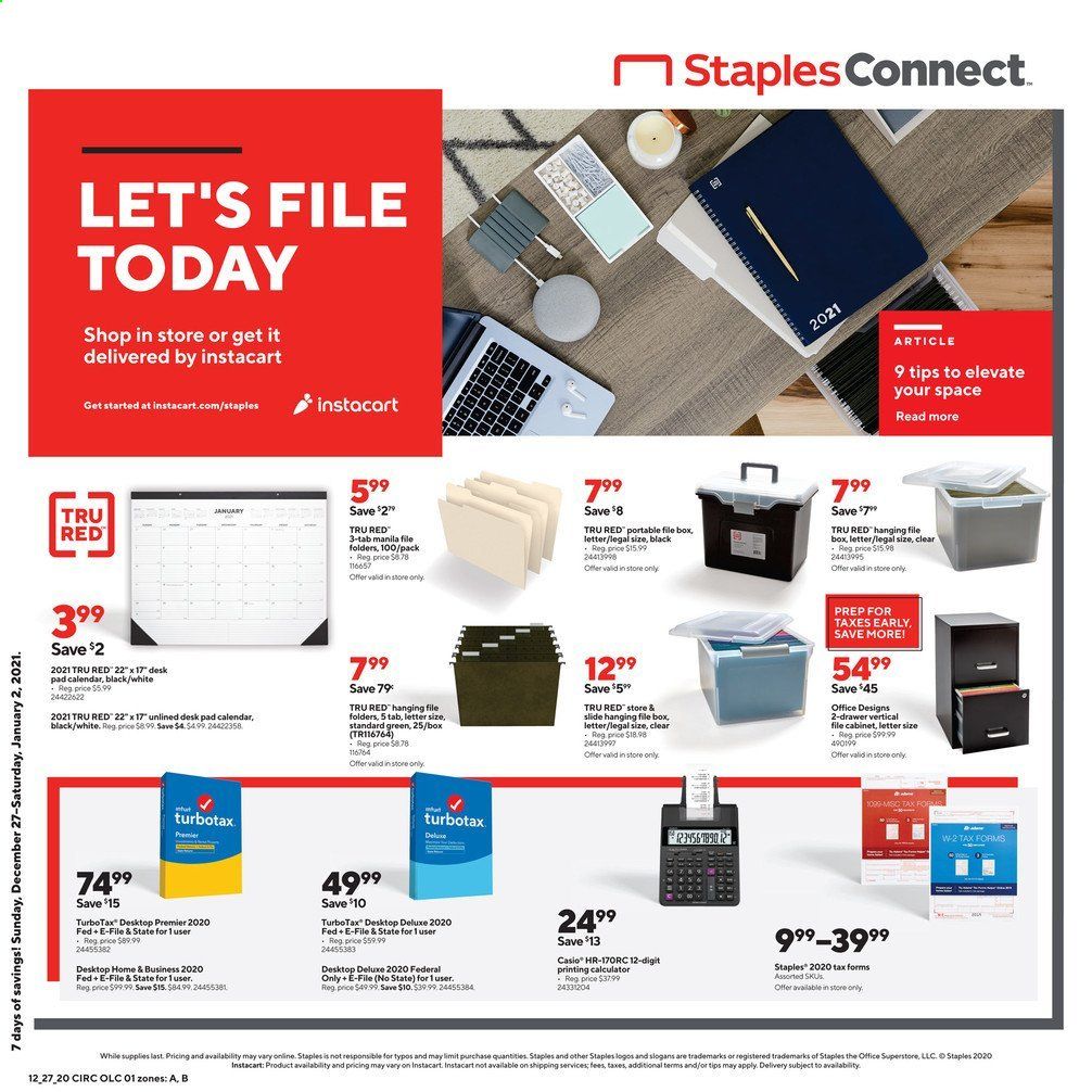 Staples Weekly Ad Flyer December 27 to January 2