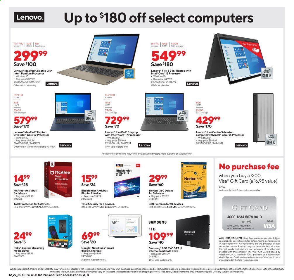 Staples Weekly Ad Flyer December 27 to January 2