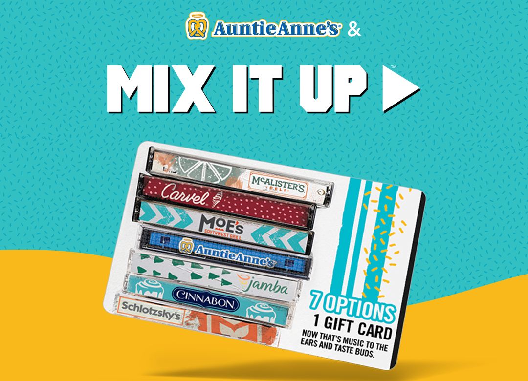 For a Limited Time Save $10 on a $50 New Mix It Up eGift Card Purchase at Auntie Anne's Pretzels