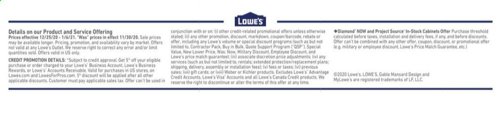 Lowe's Weekly Ad Flyer December 25 to January 6