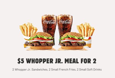 New $5 Whopper Jr. Meals for 2 Deal Arrives at Burger King  