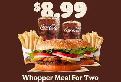For a Limited Time Only, You Can Get 2 Whopper Meals at Burger King for $8.99