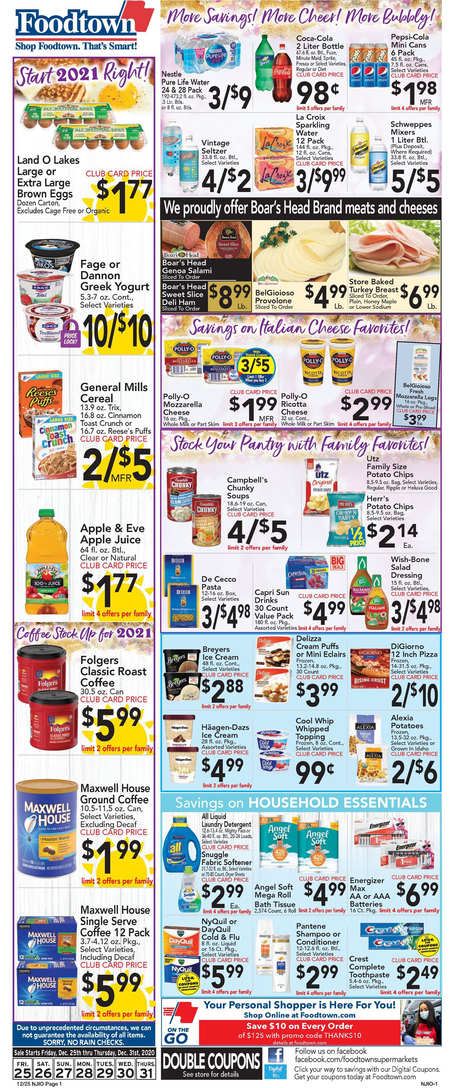 Foodtown Holiday Weekly Ad Flyer December 25 to December 31, 2020