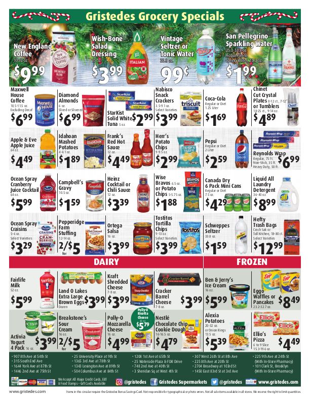 Gristedes Holiday Weekly Ad Flyer December 25 to December 31, 2020