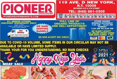 Pioneer Supermarkets Holiday Weekly Ad Flyer December 25 to December 31, 2020