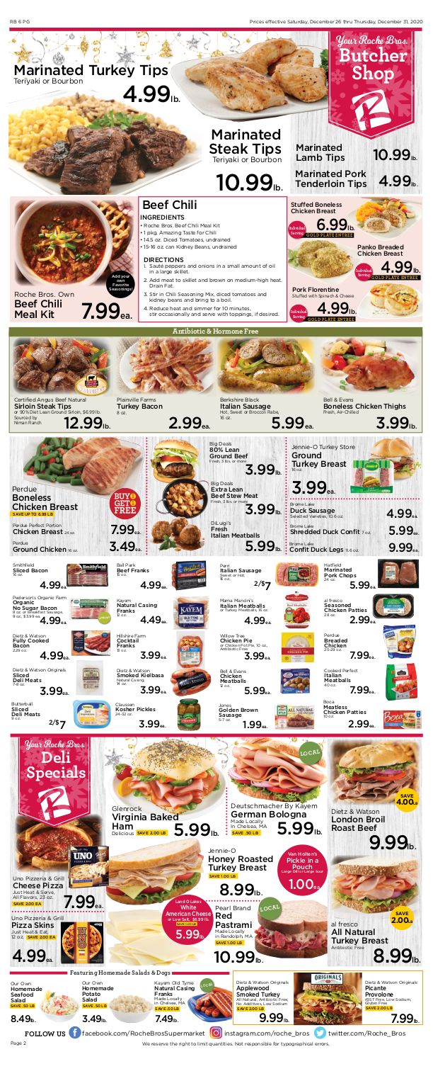 Roche Bros Supermarkets Holiday Weekly Ad Flyer December 25 to December 31, 2020