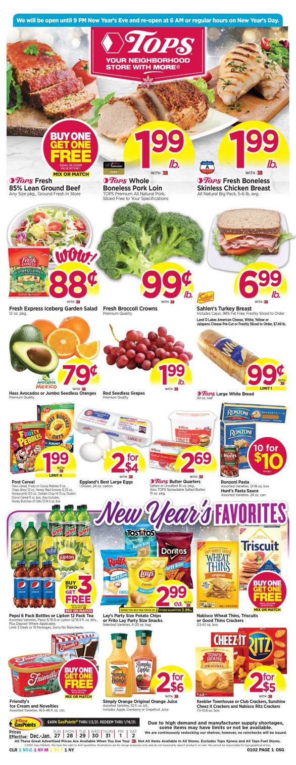 Tops Friendly Markets Weekly Ad Flyer December 27, 2020 to January 2, 2021