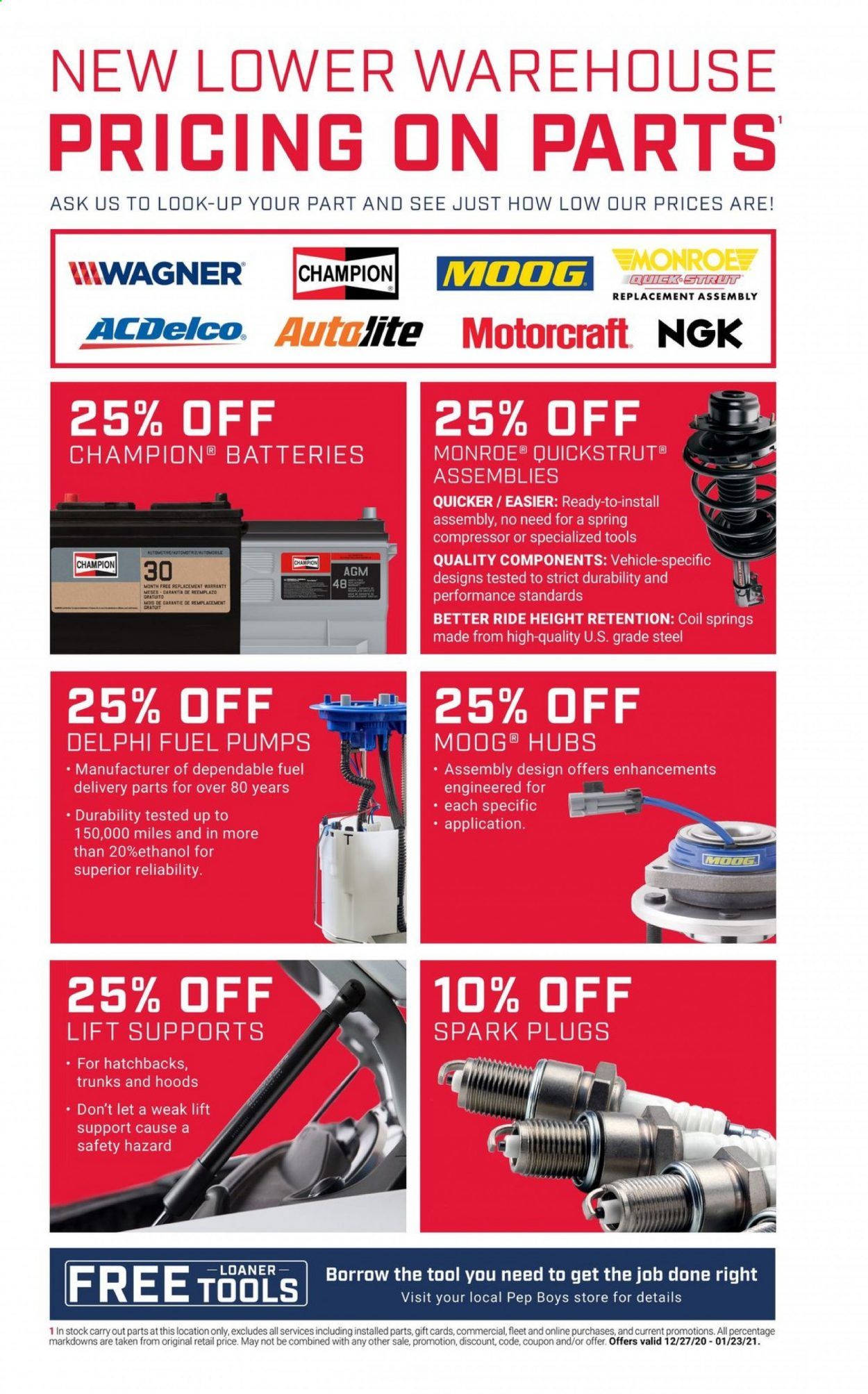Pep Boys Weekly Ad Flyer December 27 to January 23