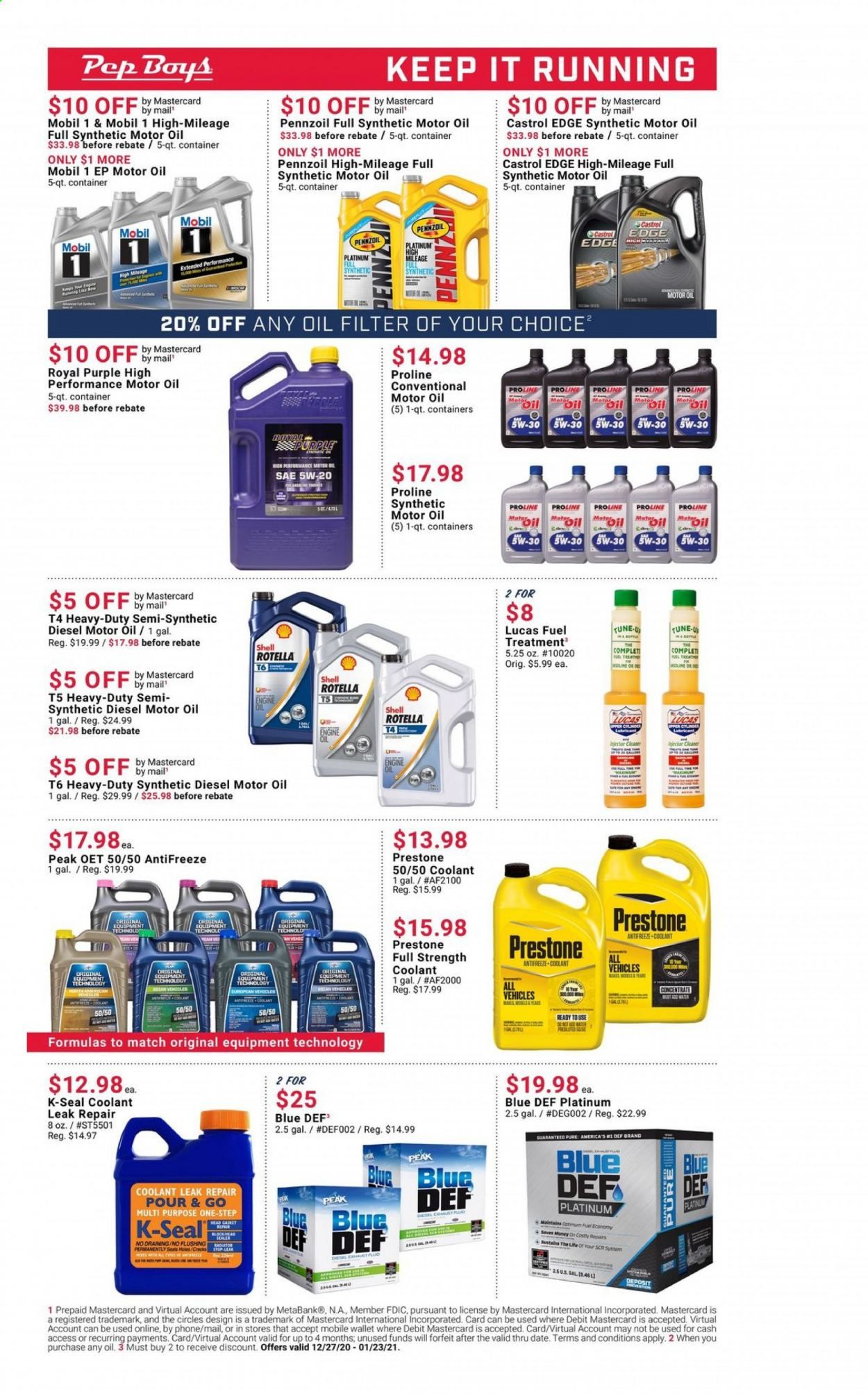 Pep Boys Weekly Ad Flyer December 27 to January 23