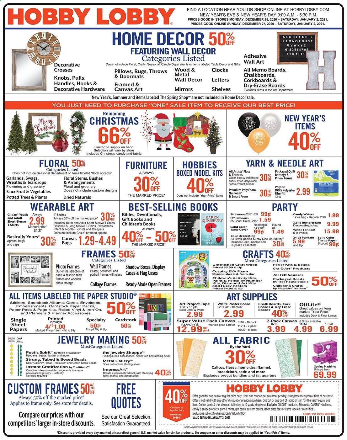 Hobby Lobby Weekly Ad Flyer December 27 to January 2