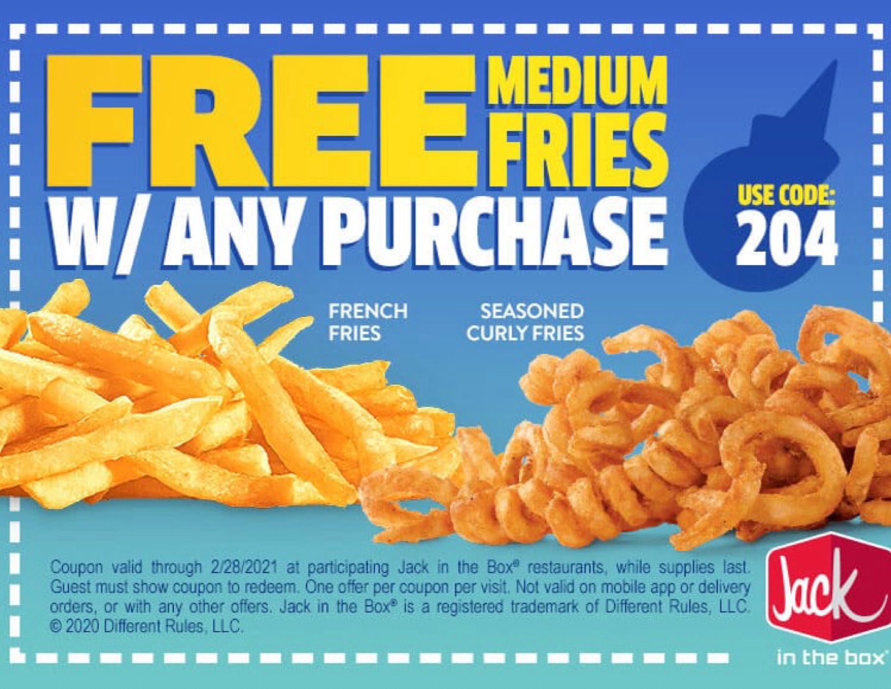 Get a Coupon for Free Fries When You do a Text or Email Sign Up Online with Jack In The Box Get a Coupon for Free Fries When You do a Text or Email Sign Up Online with Jack In The Box