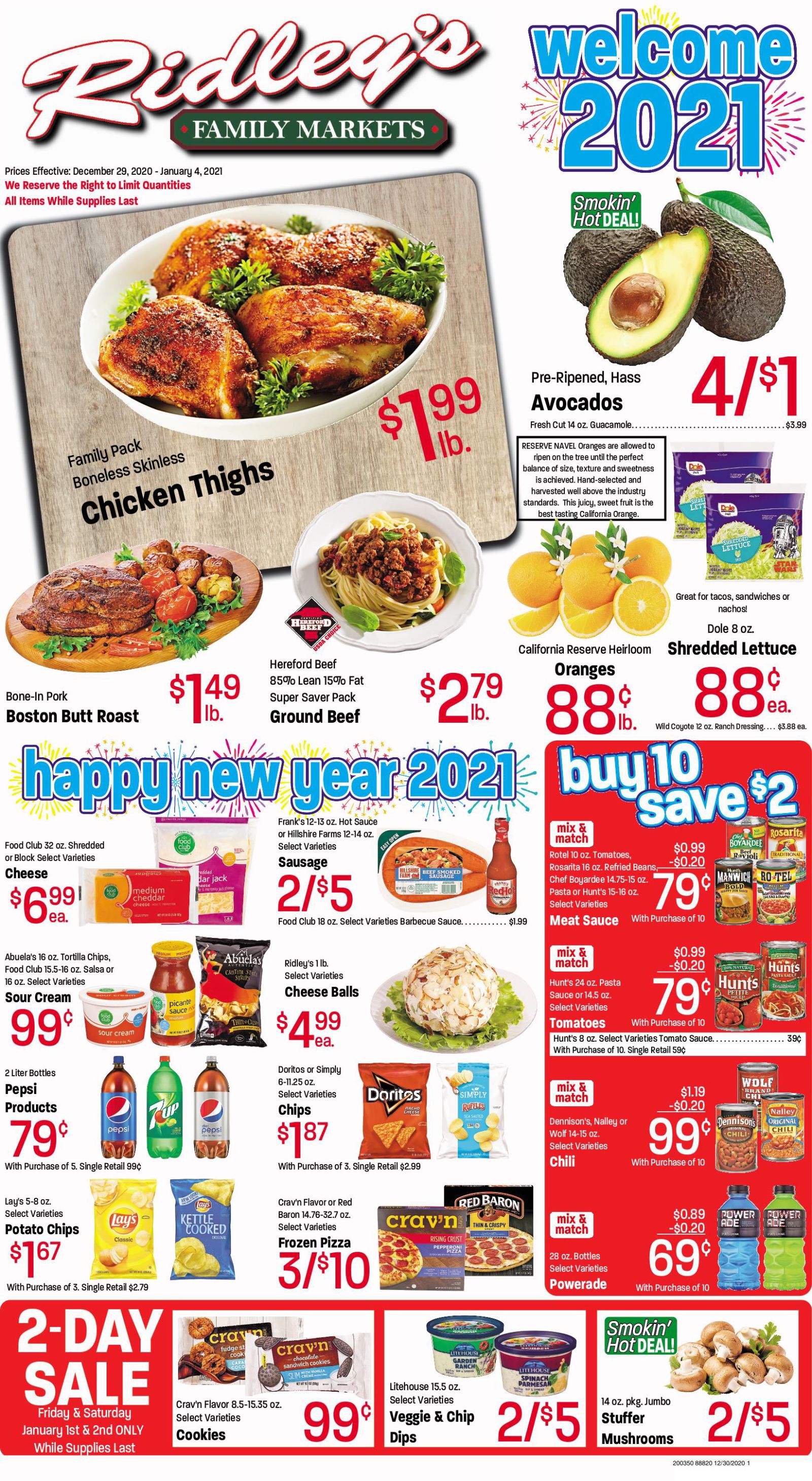 Ridley's Family Market Weekly Ad Flyer December 29, 2020 to January 4, 2021