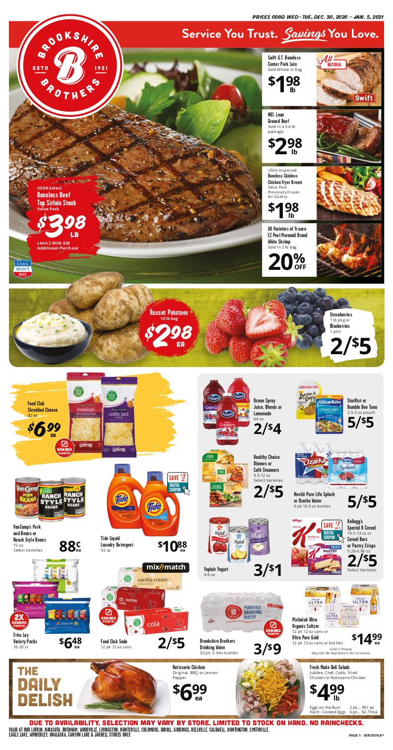 Brookshire Brothers New Year Weekly Ad Flyer December 30, 2020 to January 5, 2021