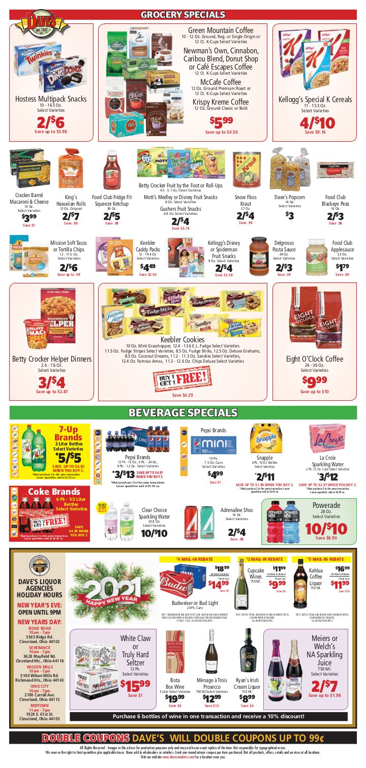Dave's Markets New Year Weekly Ad Flyer December 30, 2020 to January 5, 2021