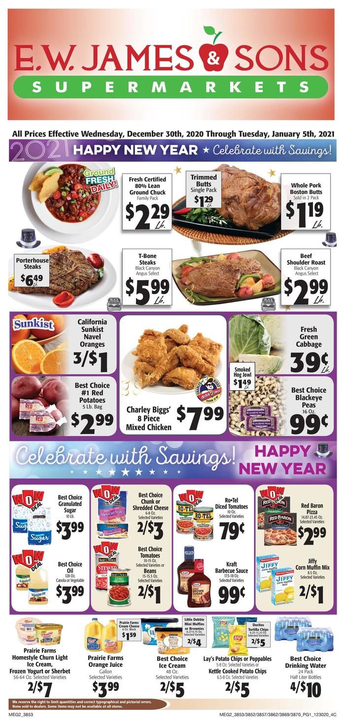 E.W. James & Sons New Year Weekly Ad Flyer December 30, 2020 to January 5, 2021