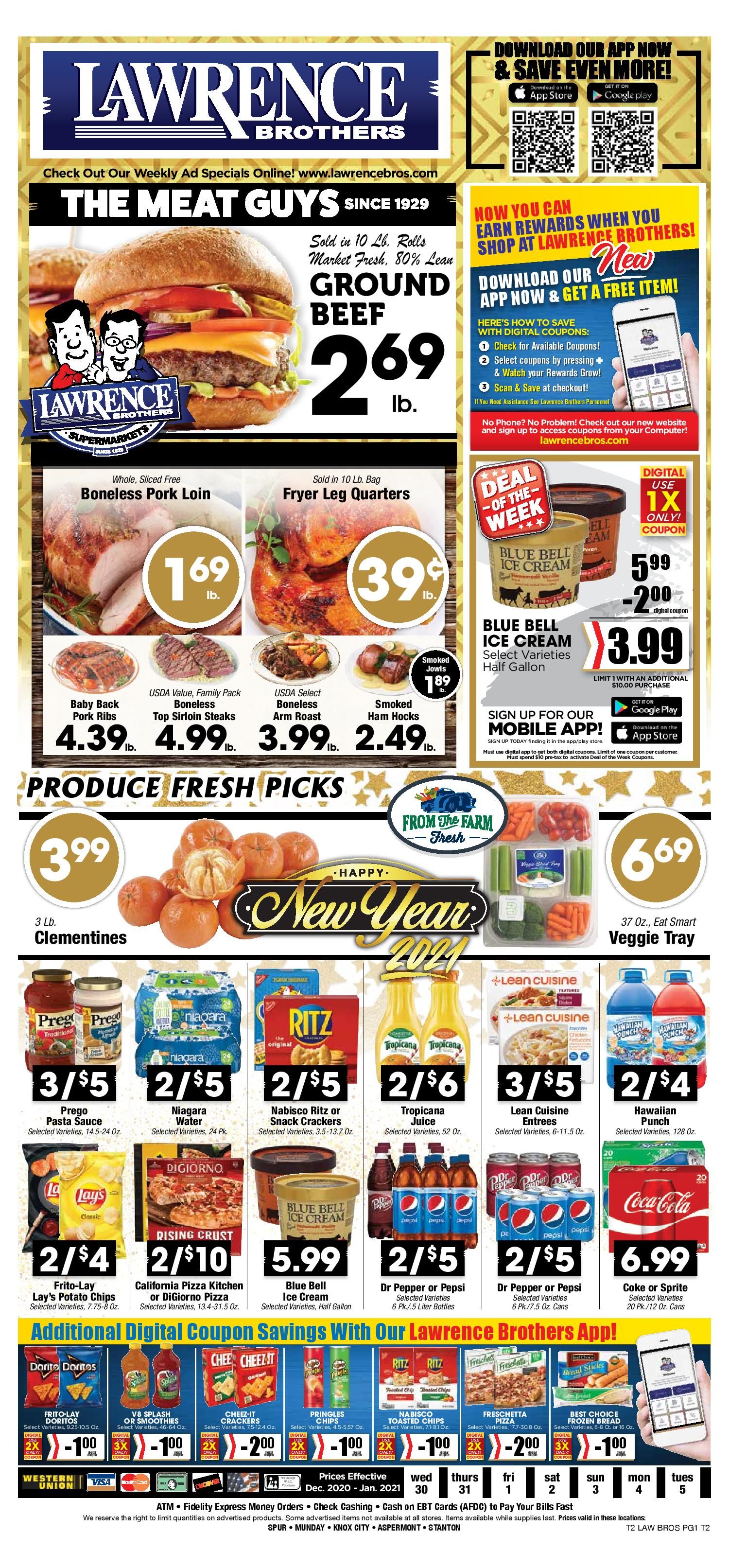 Lawrence Bros New Year Weekly Ad Flyer December 30, 2020 to January 5, 2021