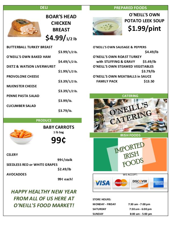 O'Neill's Food Market New Year Weekly Ad Flyer December 30, 2020 to January 5, 2021