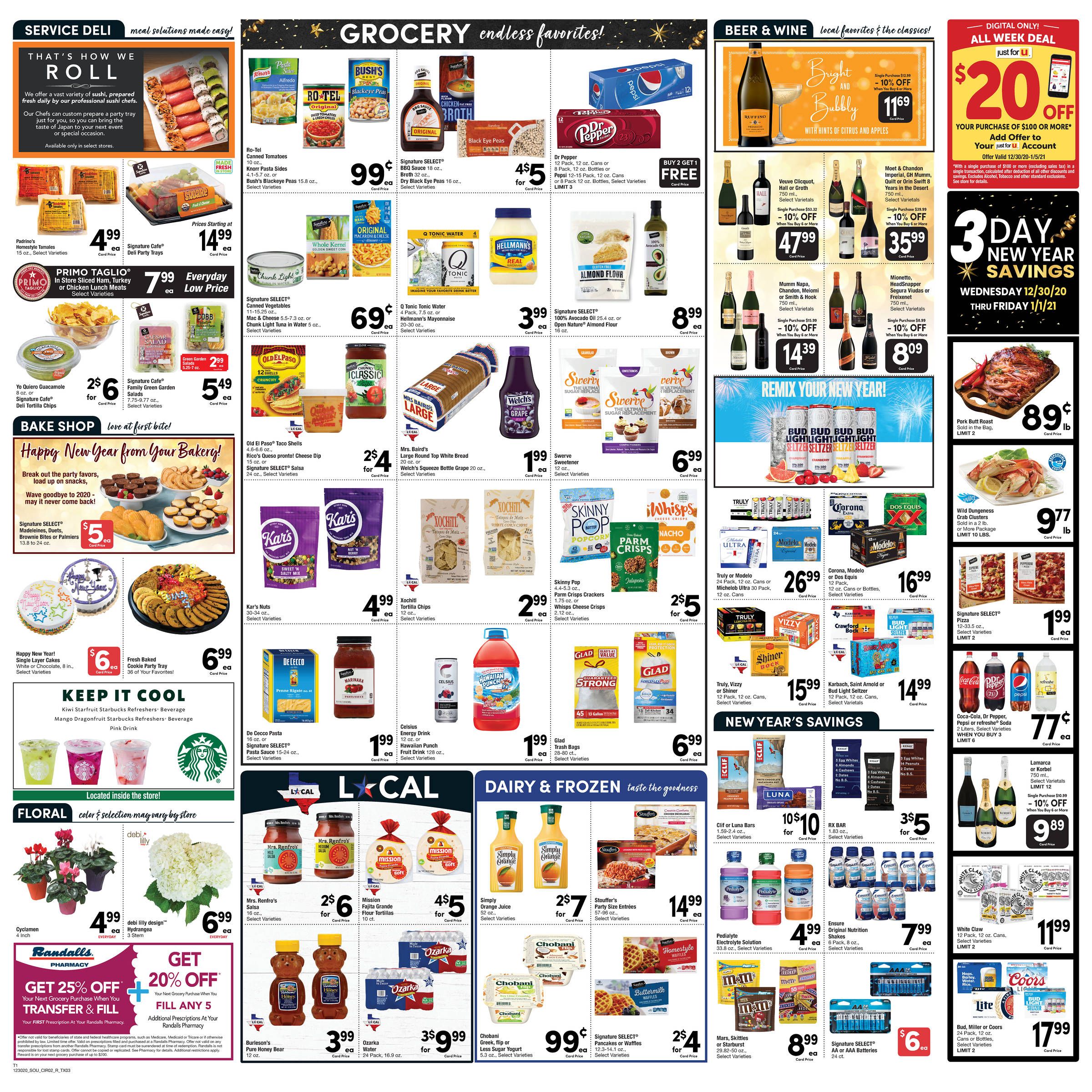 Randalls New Year Weekly Ad Flyer December 30, 2020 to January 5, 2021