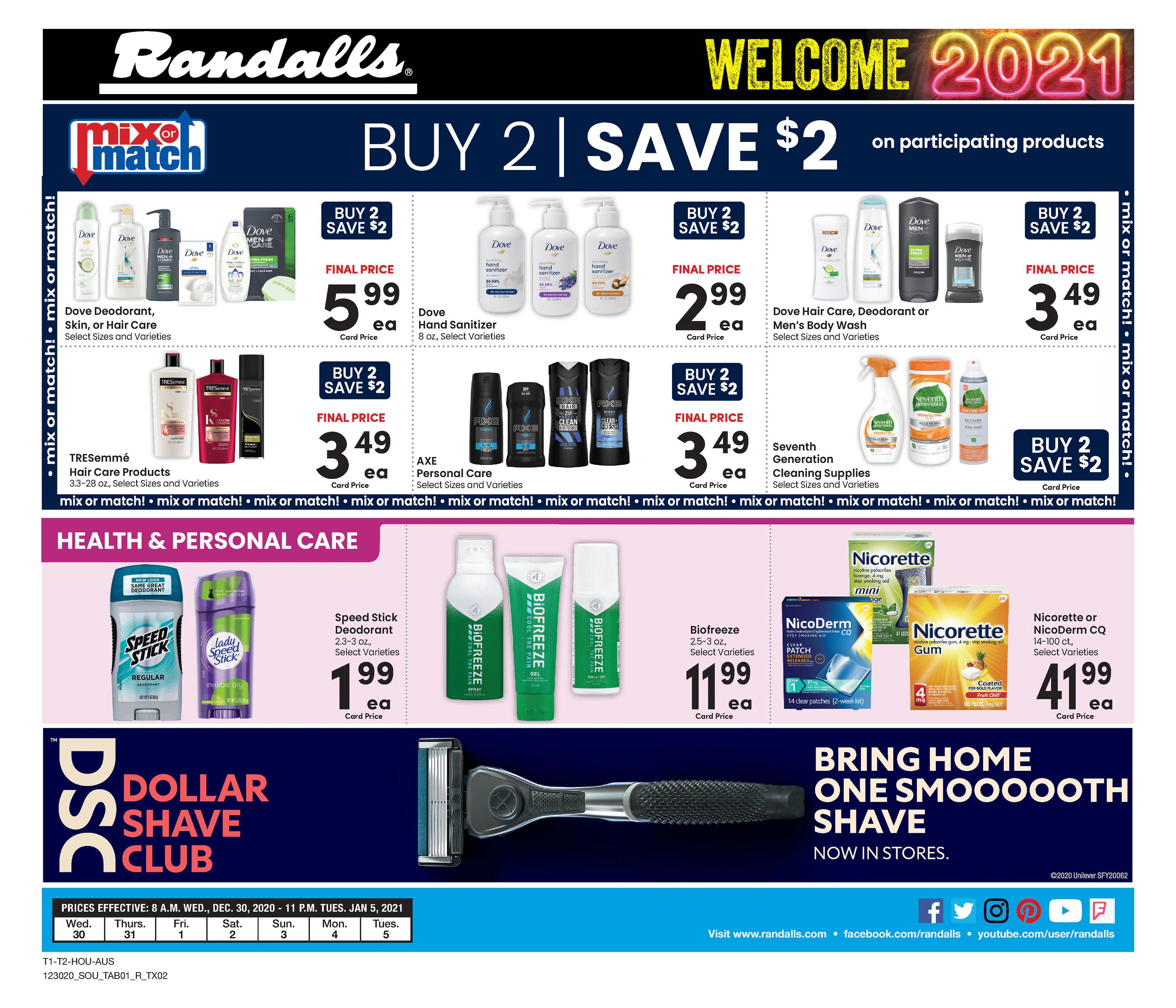 Randalls New Year Weekly Ad Flyer December 30, 2020 to January 5, 2021