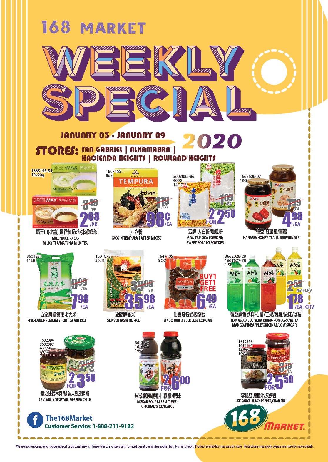 168 Market (CA) New Year Weekly Ad Flyer January 1 to January 7, 2021