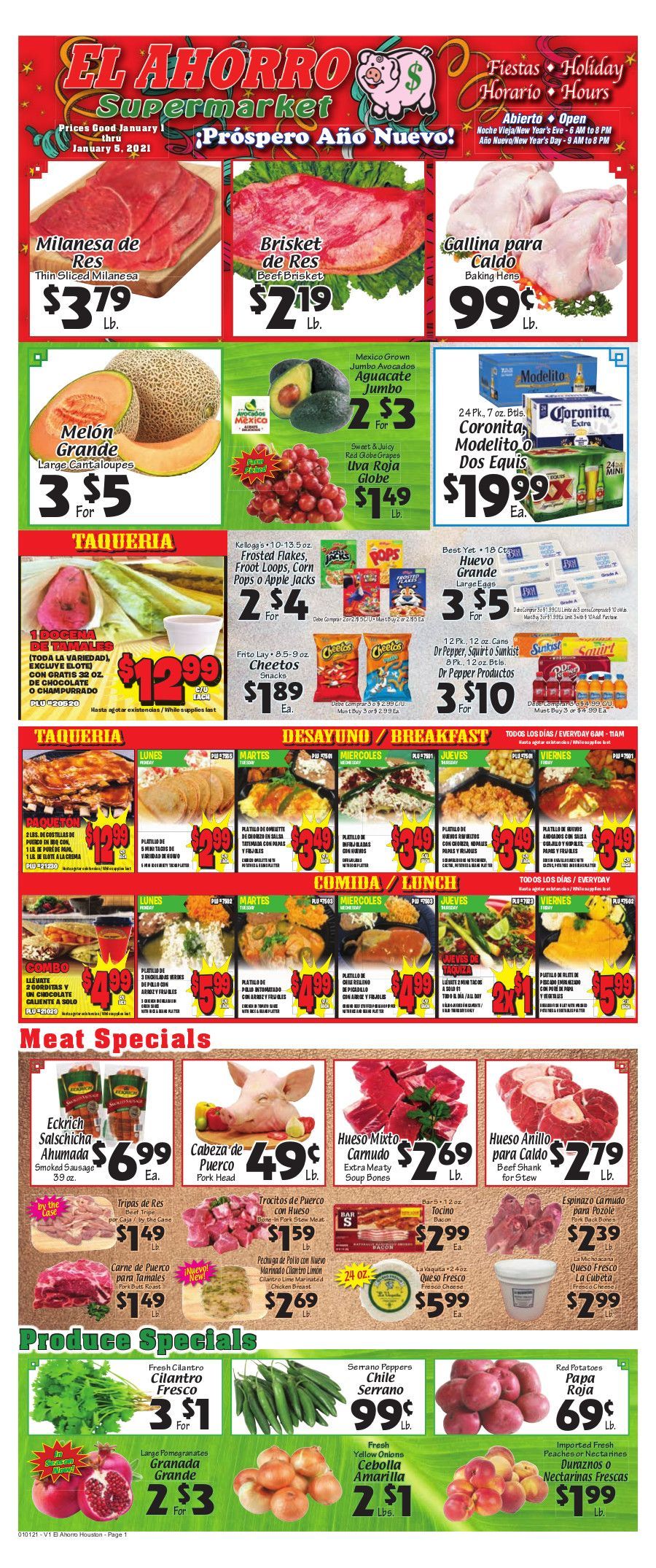 El Ahorro Supermarket New Year Weekly Ad Flyer January 1 to January 5, 2021
