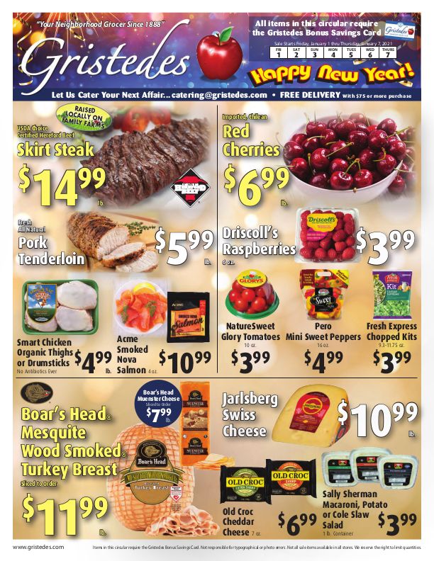Gristedes New Year Weekly Ad Flyer January 1 to January 7, 2021