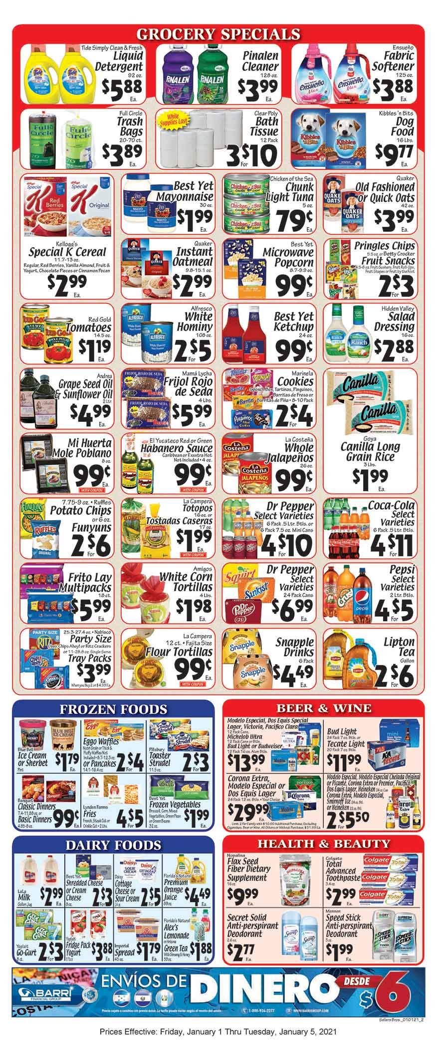 Sellers Bros New Year Weekly Ad Flyer January 1 to January 5, 2021