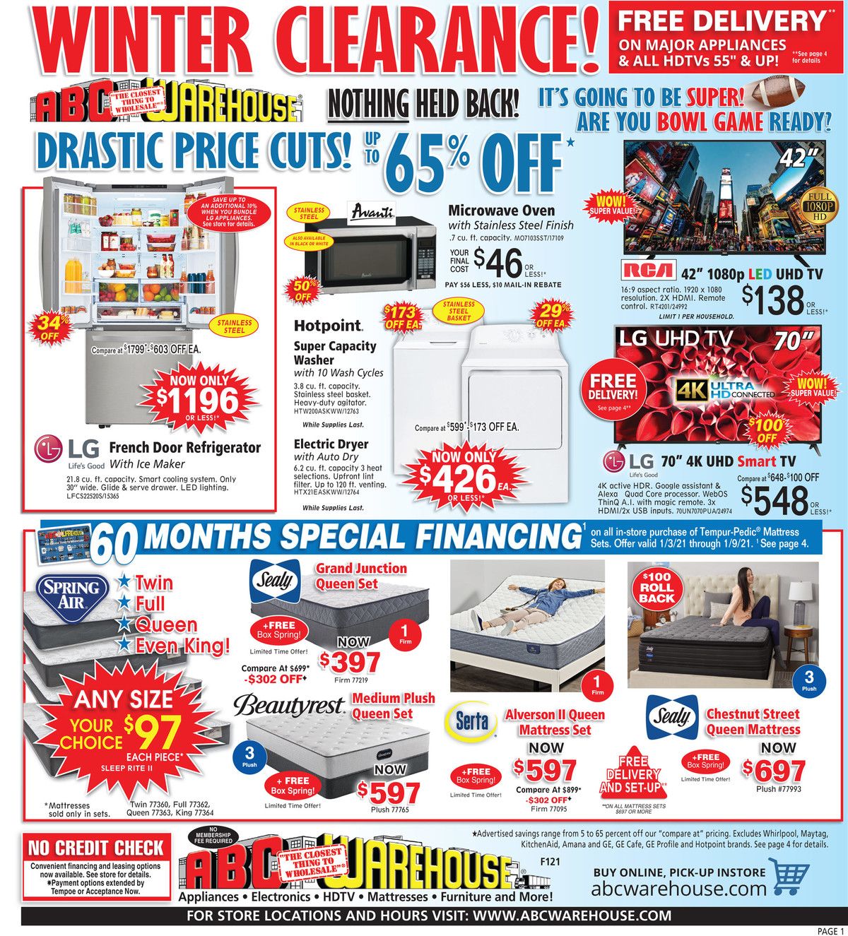 ABC Warehouse Weekly Ad Flyer January 3 to January 9, 2021