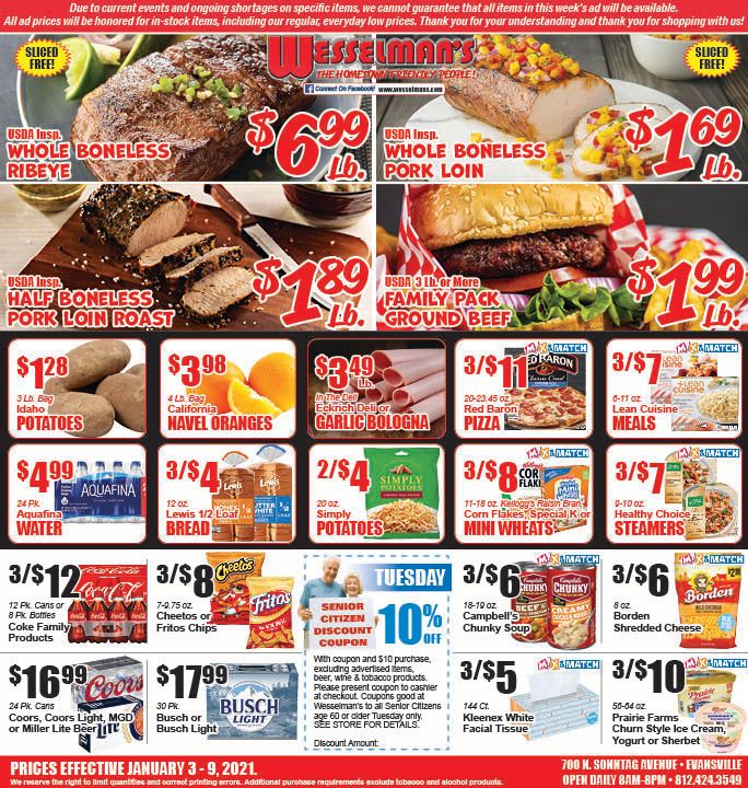 Wesselman's Weekly Ad Flyer January 3 to January 9, 2021