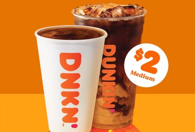 DD Rewards Members will Receive a Medium Extra Charged Coffee for Only $2 at Dunkin' Donuts Through to January 26