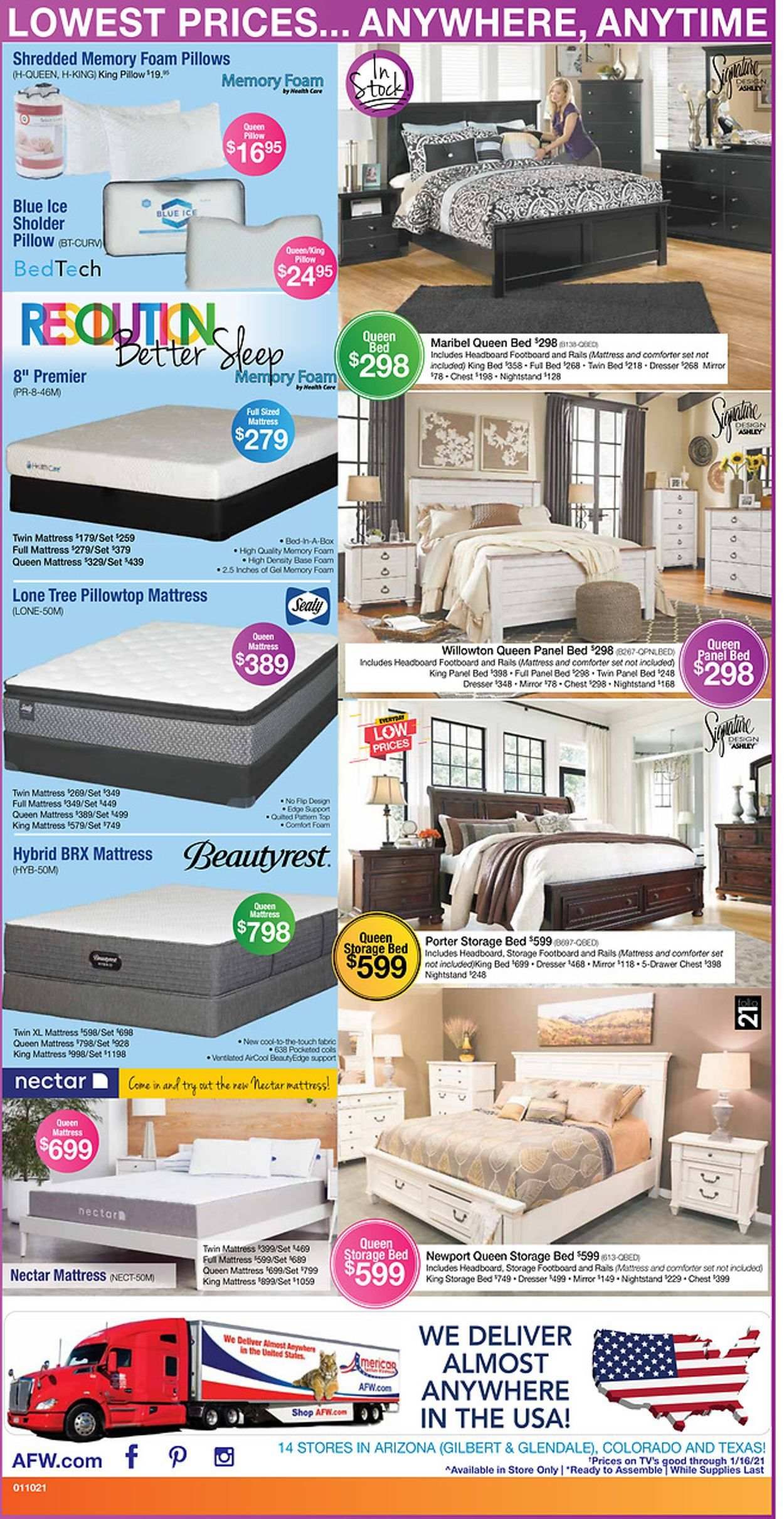 American Furniture Warehouse (CO) Weekly Ad Flyer January 3 to January 16