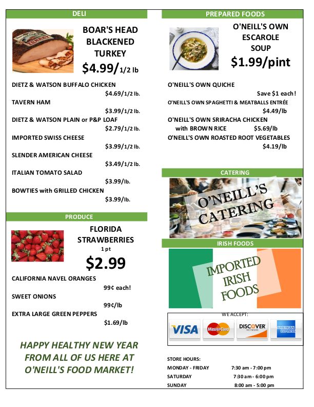 O'Neill's Food Market Weekly Ad Flyer January 6 to January 12, 2021