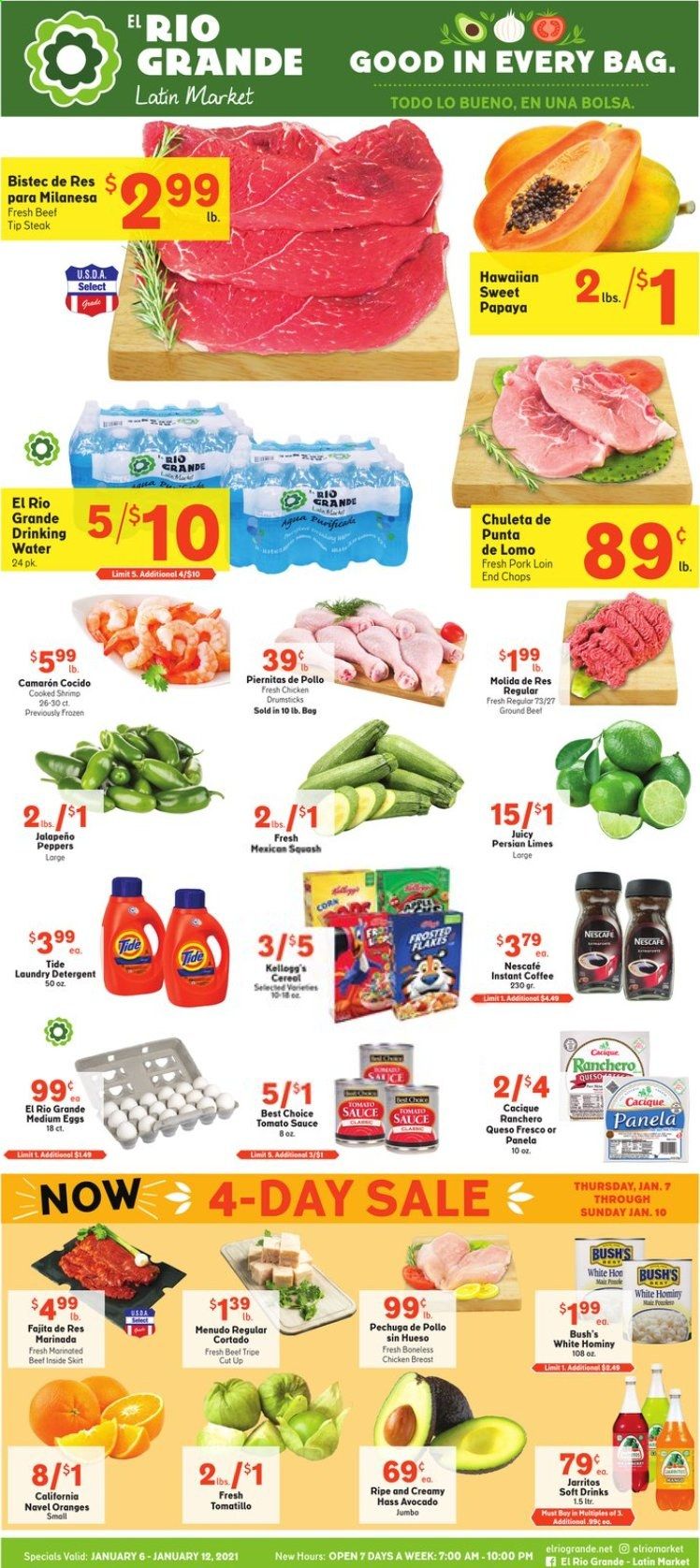 El Rio Grande (10, 21, 25, 30, 34, 53, 90) Weekly Ad Flyer January 6 to January 12