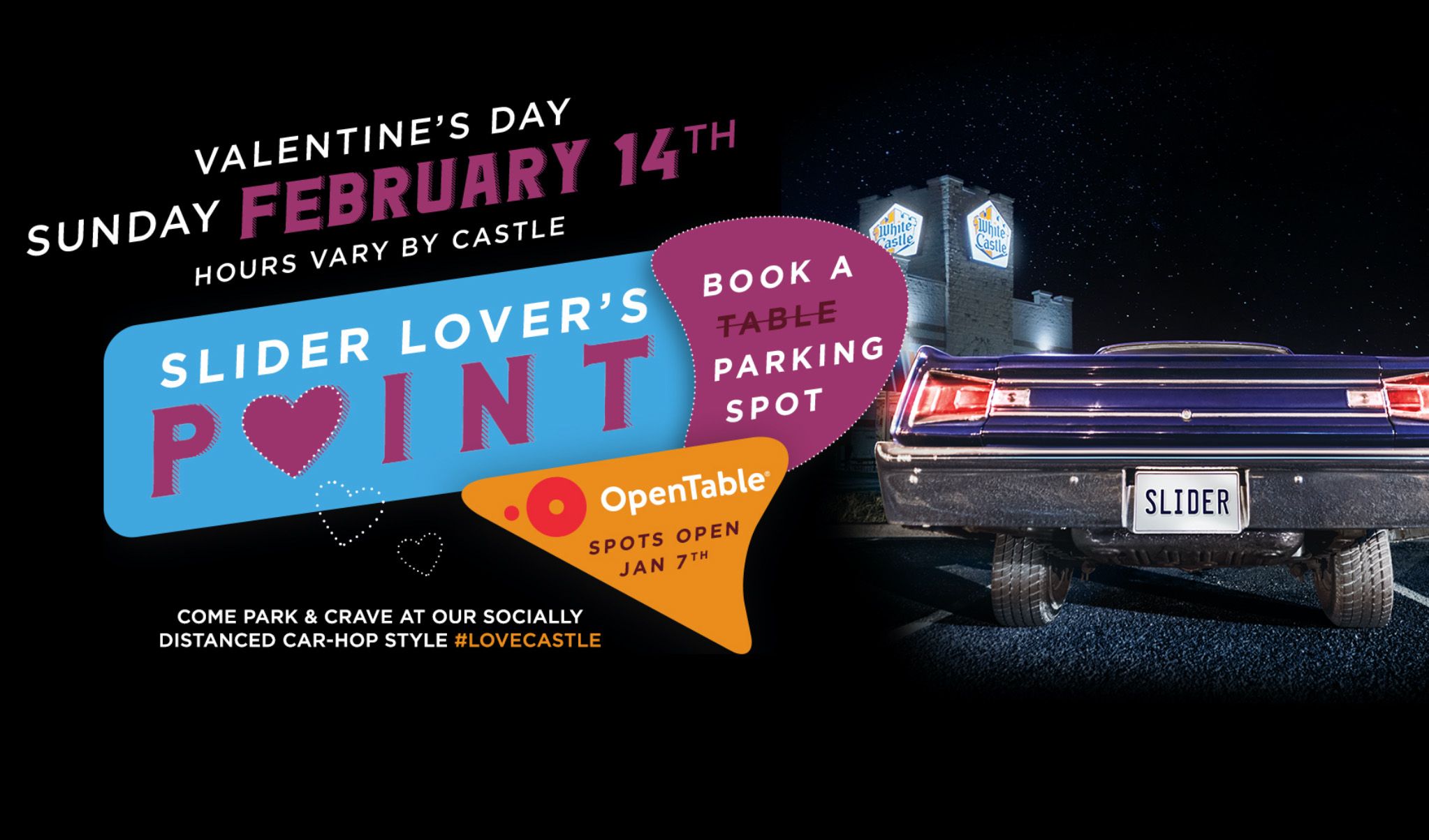 White Castle is Allowing Customers to Reserve a Parking Spot for a Car Hop Style, Socially Distanced Valentine's Day Dinner White Castle is Allowing Customers to Reserve a Parking Spot for a Car Hop Style, Socially Distanced Valentine's Day Dinner