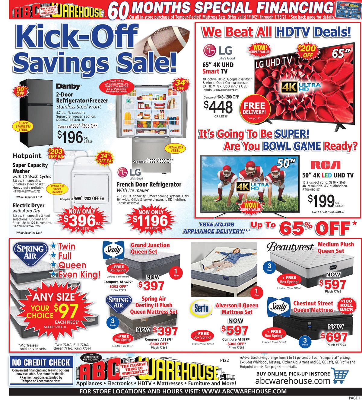 ABC Warehouse Weekly Ad Flyer January 10 to January 16, 2021